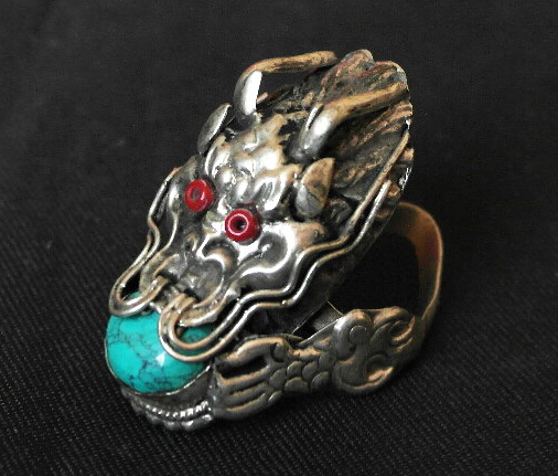 Tibetan Handmade Dragon Ring Tibetan Handmade Turquoise Ring